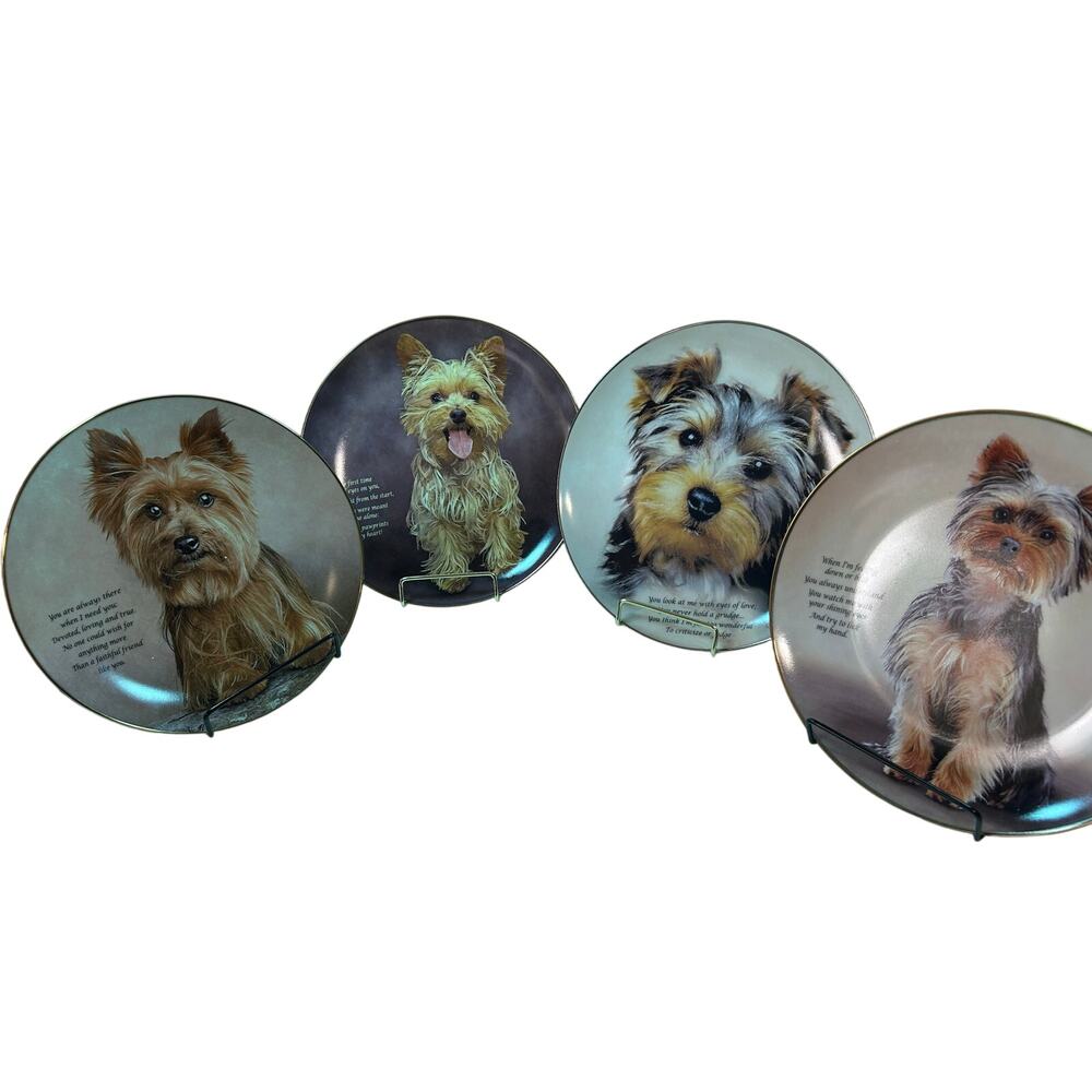 Yorkies!  Limited Edition Set or 4 Plates